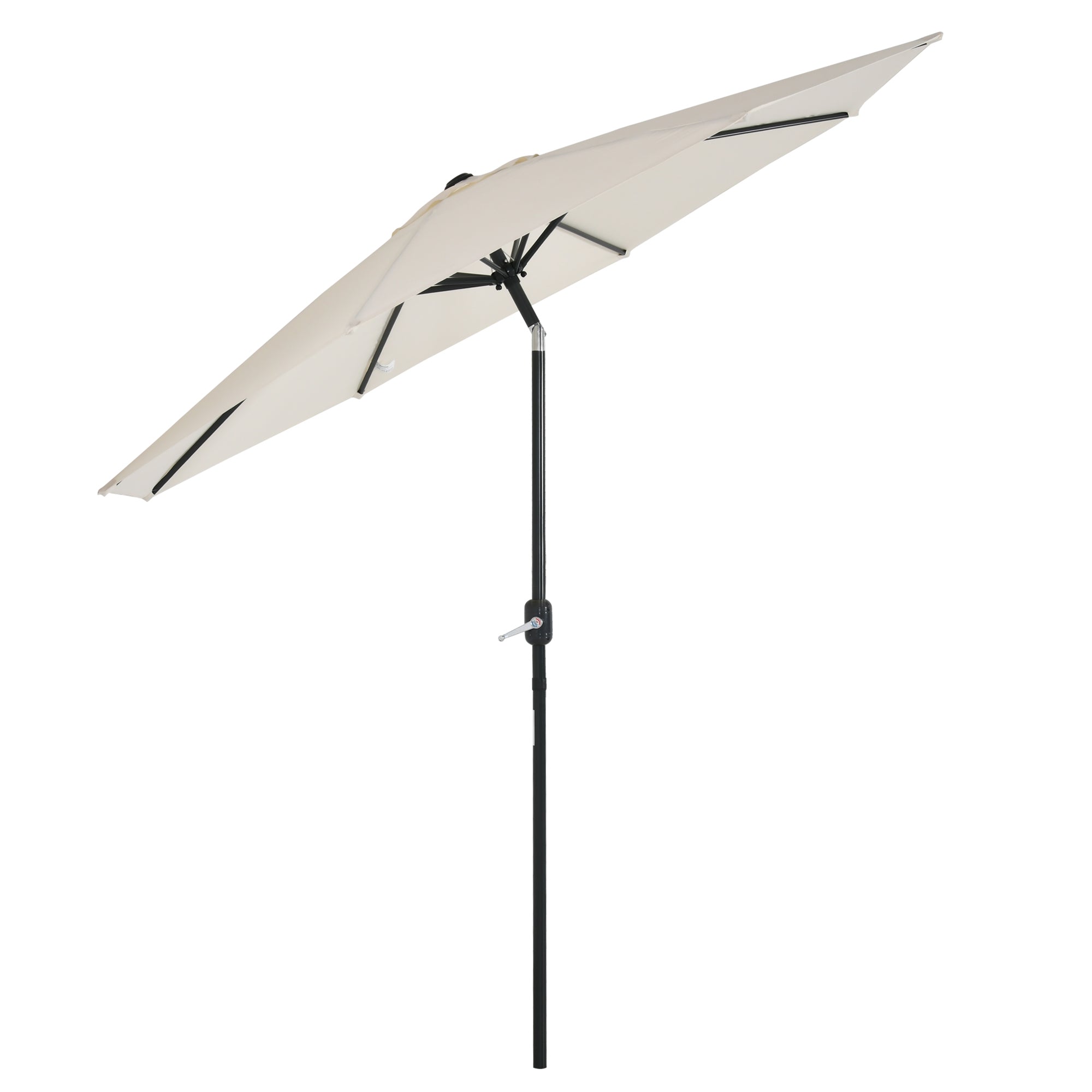 Outsunny Sombrilla de Jardín de Aluminio Ø264x253 cm Parasol de Jardín con Ángulo Ajustable Protección UV 50+ Manivela para Terraza Balcón Exterior Beige