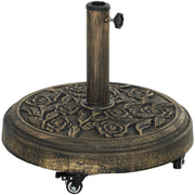 Outsunny Base para Sombrilla Redonda Soporte para Parasol con Ruedas Pie para Sombrilla Relleno de Cemento Peso 21 kg para Jardín Terraza Bronce