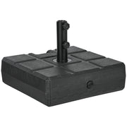 Outsunny Base de Sombrilla Rectangular Soporte para Parasol Rellenable de Agua 30 kg y Arena 40 kg para Poste de Paraguas de Ø32/38/48 mm para Terraza Patio Jardín 49x49x36,5 cm Negro