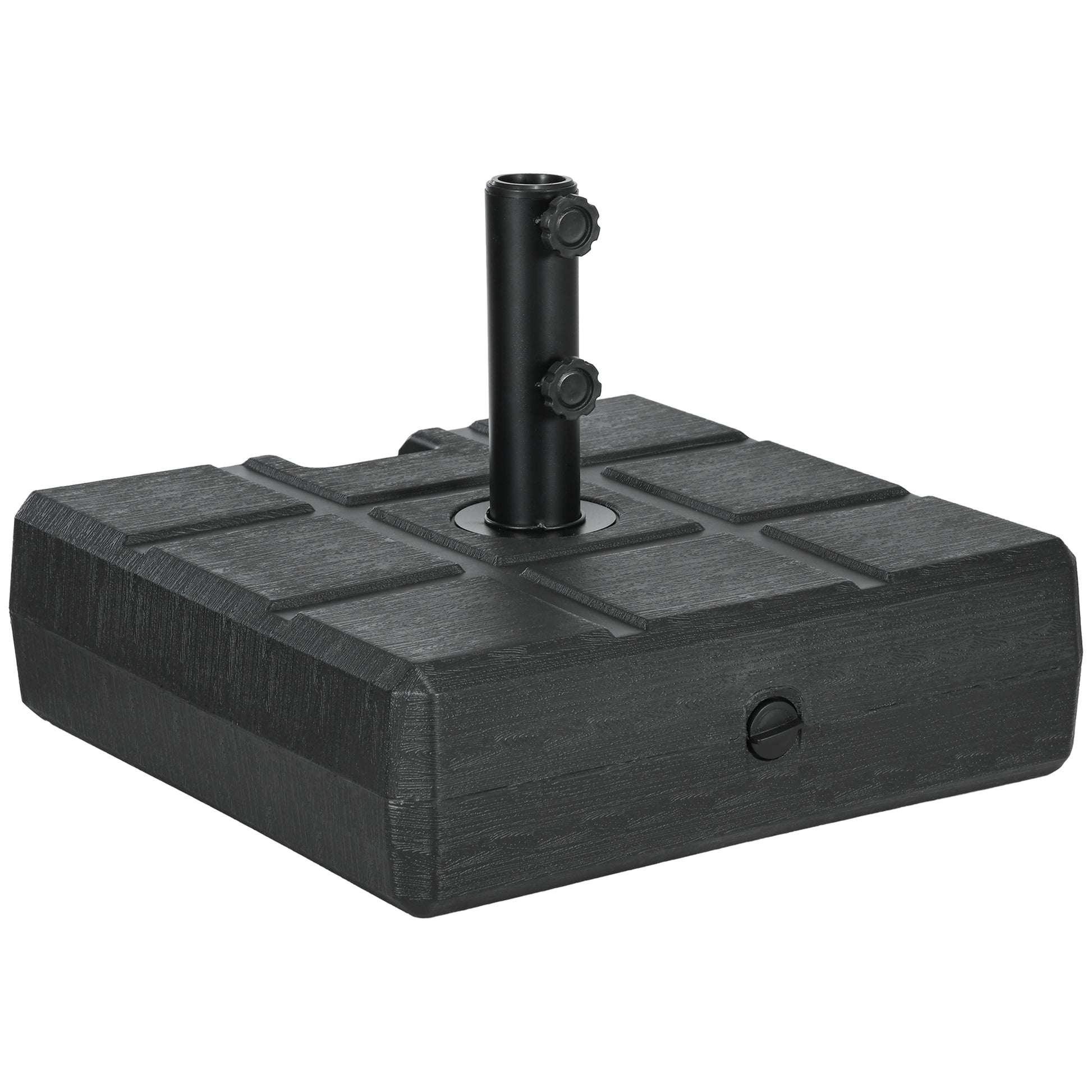 Outsunny Base de Sombrilla Rectangular Soporte para Parasol Rellenable de Agua 30 kg y Arena 40 kg para Poste de Paraguas de Ø32/38/48 mm para Terraza Patio Jardín 49x49x36,5 cm Negro