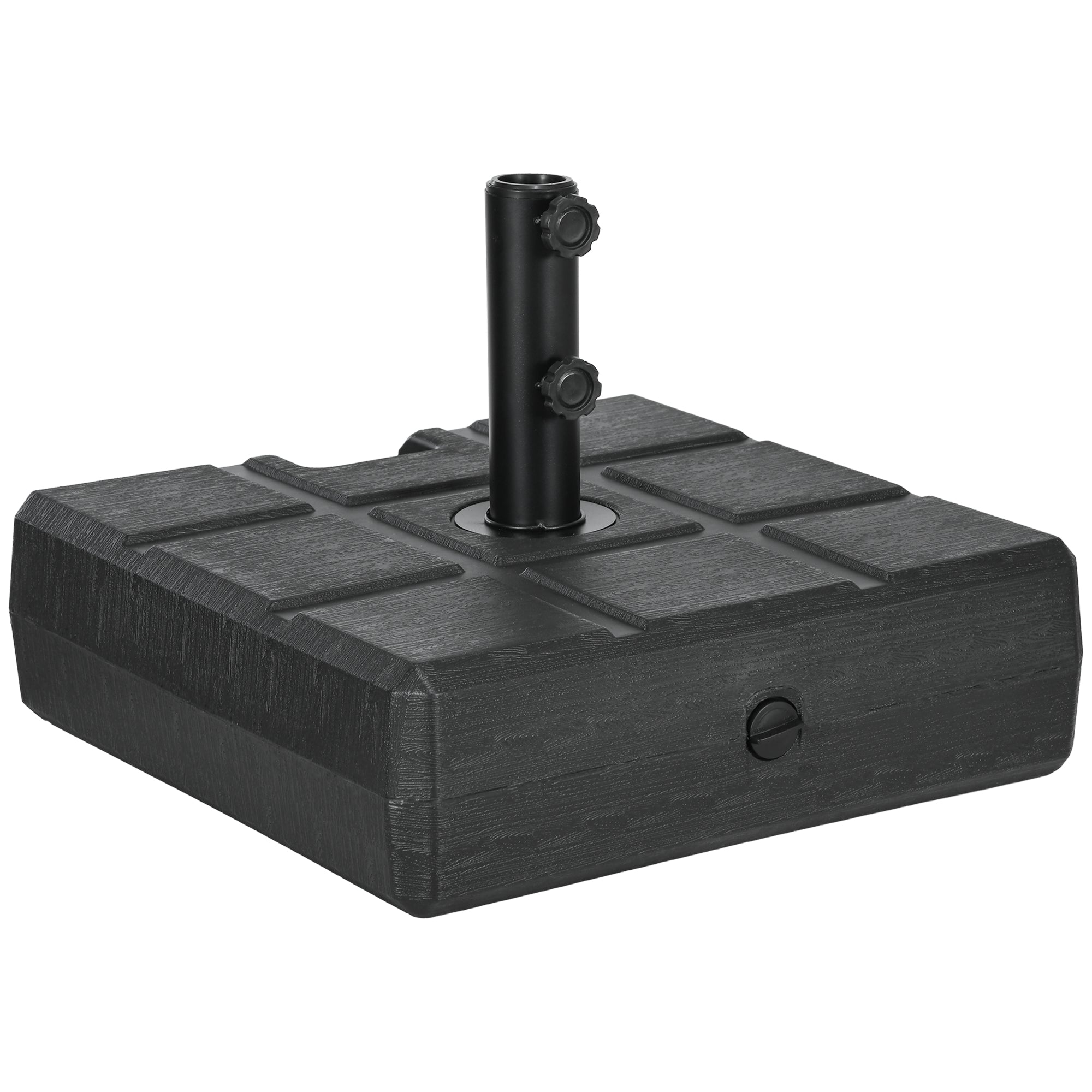 Outsunny Base de Sombrilla Rectangular Soporte para Parasol Rellenable de Agua 30 kg y Arena 40 kg para Poste de Paraguas de Ø32/38/48 mm para Terraza Patio Jardín 49x49x36,5 cm Negro