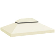 Outsunny Techo de Repuesto para Cenador 4x3 m Cubierta de Repuesto con Techo Doble con Mosquitera Protección UV 30+ Toldo de Recambio para Pabellón Gazebo Crema