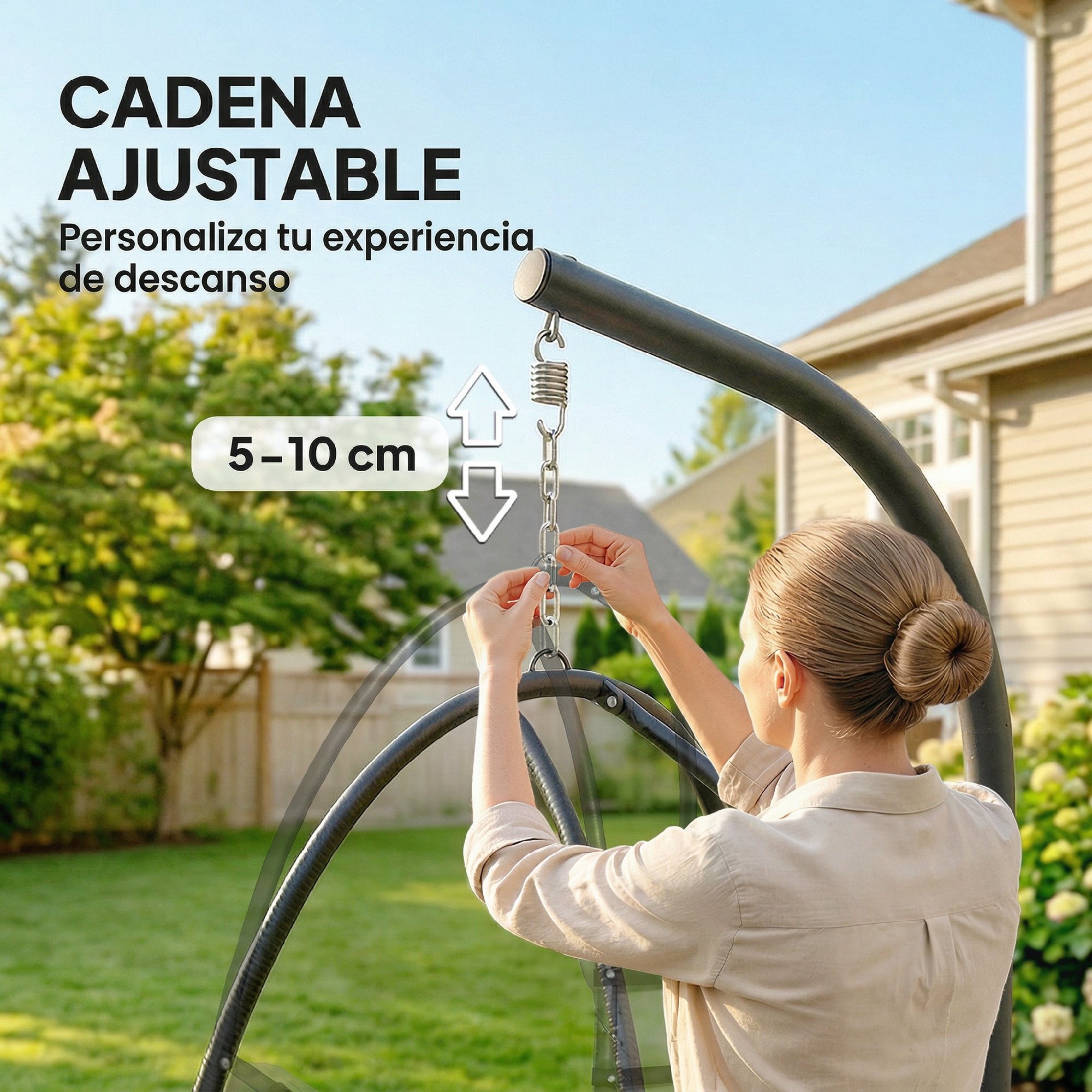 Outsunny Silla Colgante Huevo con Soporte, Columpio de Jardín Exterior con Cesta Plegable, Reposacabezas, Cojín, Bolsillo Lateral, Columpio Colgante para Interior y Exterior, Carga 120 kg, Gris Oscuro
