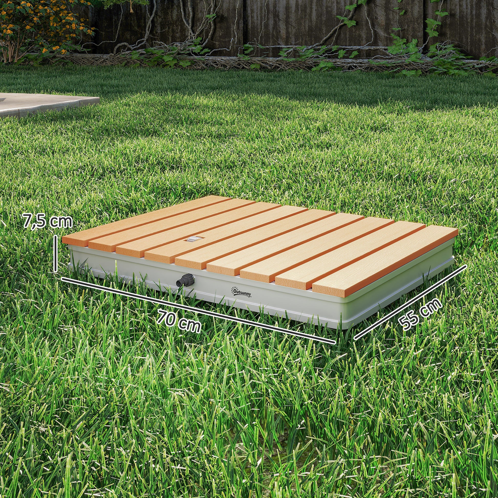 Outsunny Ducha de Jardín Portátil 70,5x55 cm Ducha Exterior de Suelo Altura Ajustable hasta 4 m Estructura de Aluminio Resistente al Agua a los Rayos UV y a Las Heladas para Camping Piscina Playa