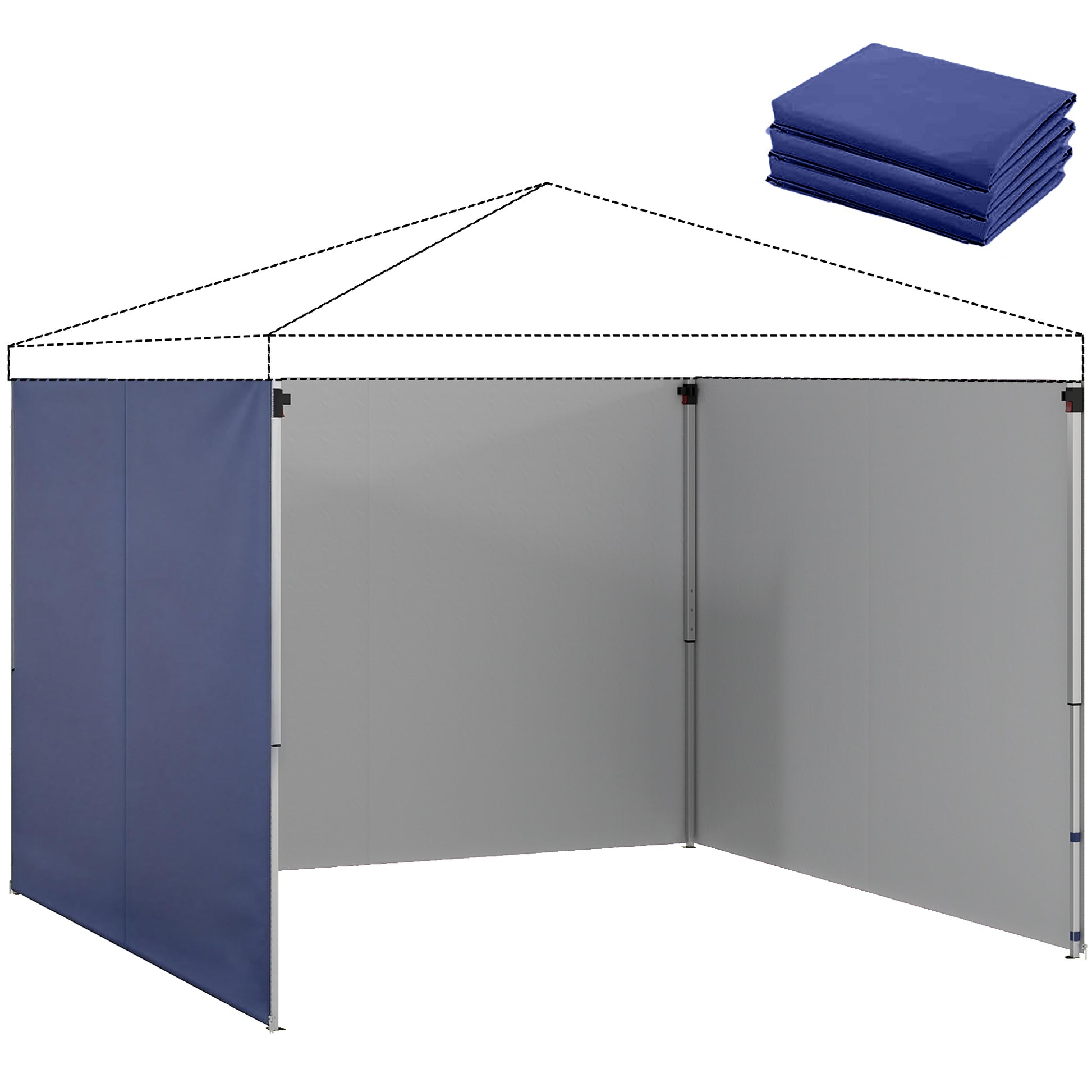 Outsunny 3 Paredes Laterales para Carpas de 3x3 m, Paredes Laterales de Repuesto para Cenador de Tela Oxford 210D con Cremallera, para Fiestas, 300x200 cm, Azul Oscuro