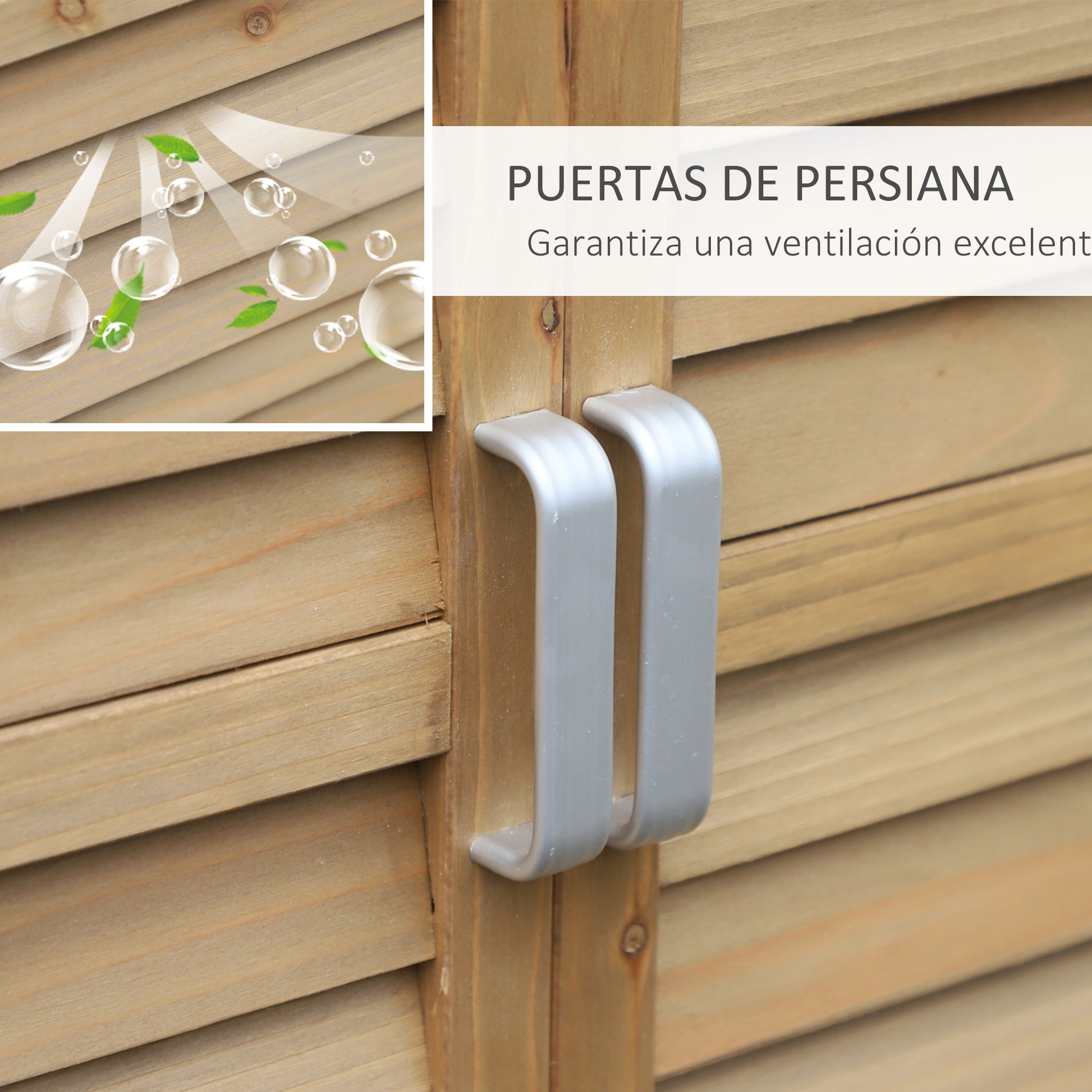 Outsunny Cobertizo de Almacenamiento de Madera para Jardín 87x46,5x96,5 cm con 2 Estantes Interiores 2 puertas de Buena Ventilación y Techo Inclinado para Exterior Terreza Natural