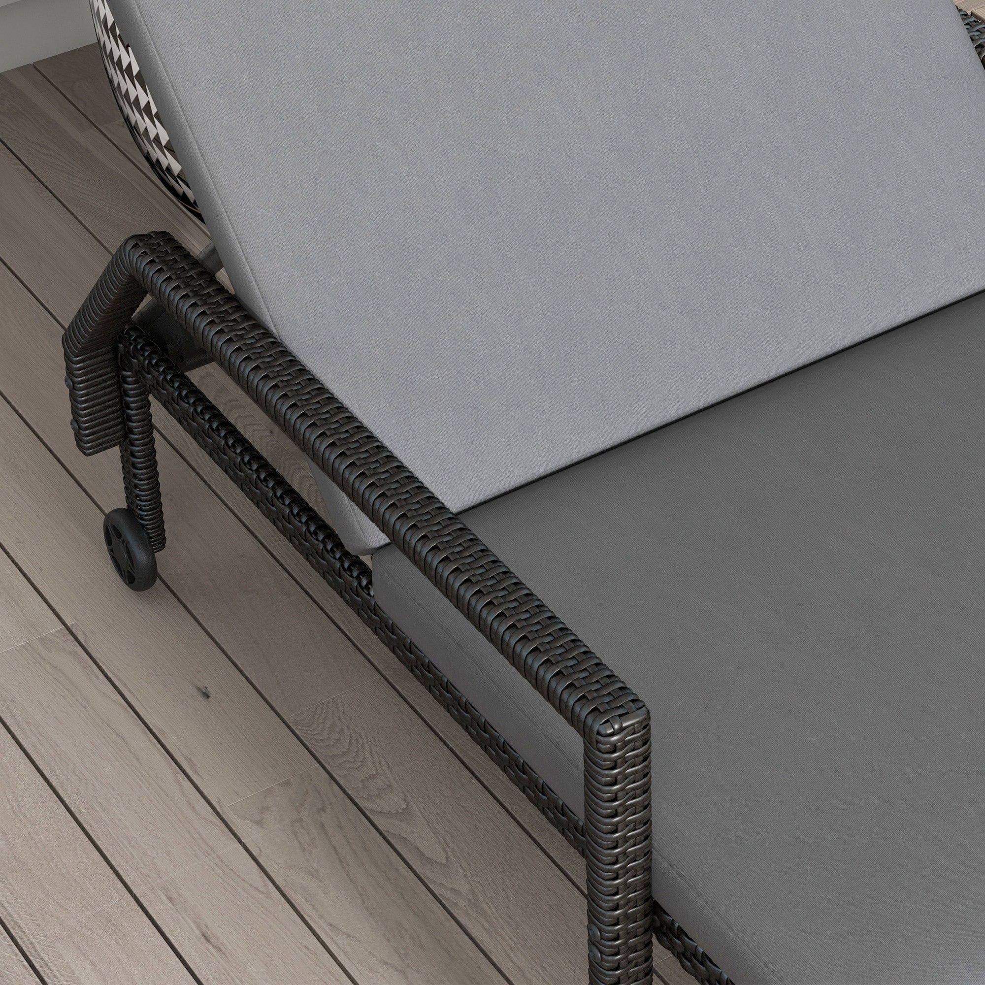 Outsunny Pack de 2 Tumbonas de Ratán Sintético para Jardín con Respaldo Ajustable Cojín y Ruedas Carga 120 kg 73x200x48 cm Gris Claro y Negro
