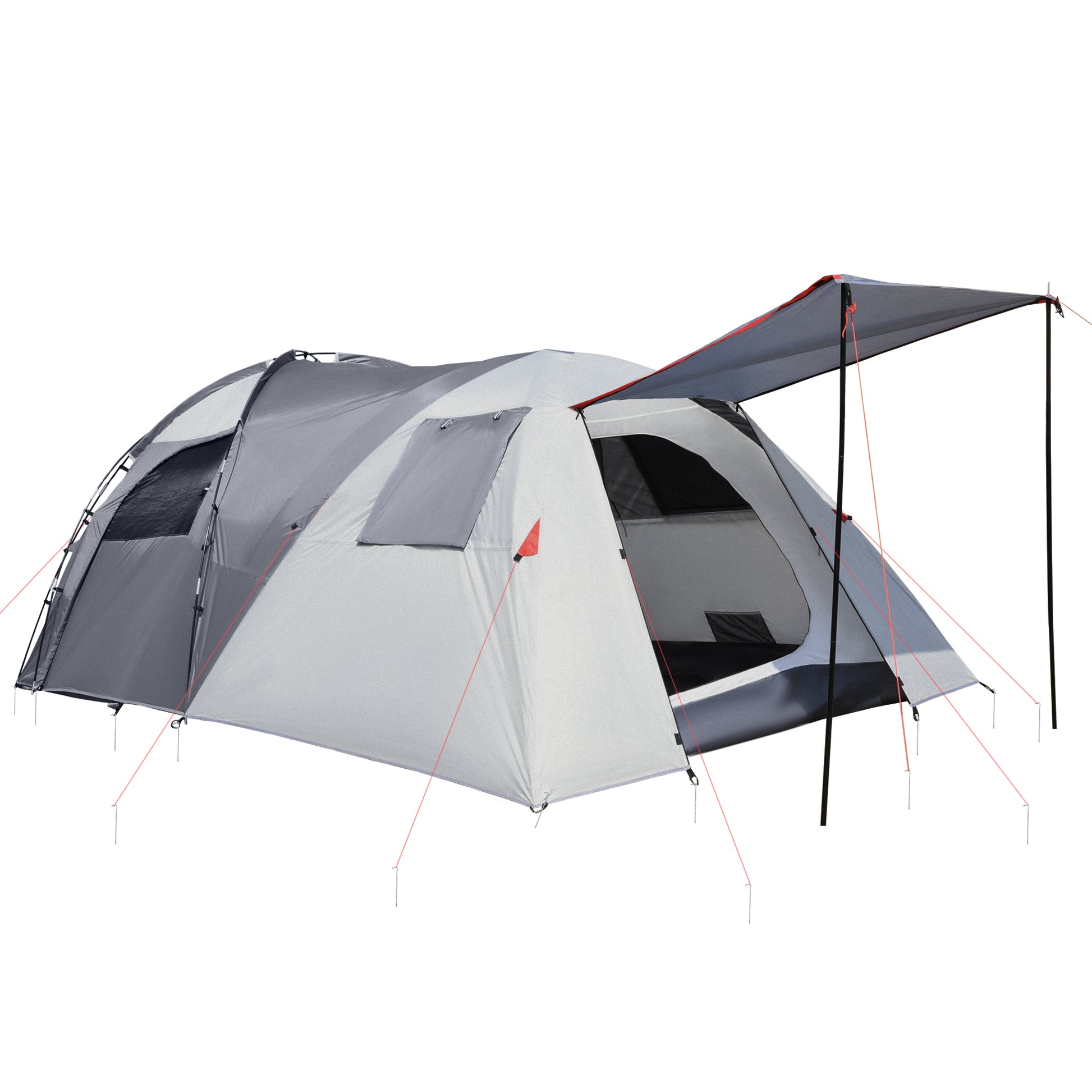 Outsunny Tienda de Campaña Familiar para 4-5 Personas Tienda Camping Impermeable 2000 mm Buena Ventilación Bolsa de Transporte para Trekking Camping Playa Aventura490x250x185 cm Gris