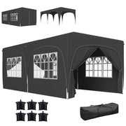 Outsunny Carpa Plegable Gazabo 3x6 m con Paneles Laterales UPF50+ Cenador Pabellón de Jardín con Altura Ajustable y Bolsa de Transporte para Camping Fiestas Patio Terraza Gris Oscuro