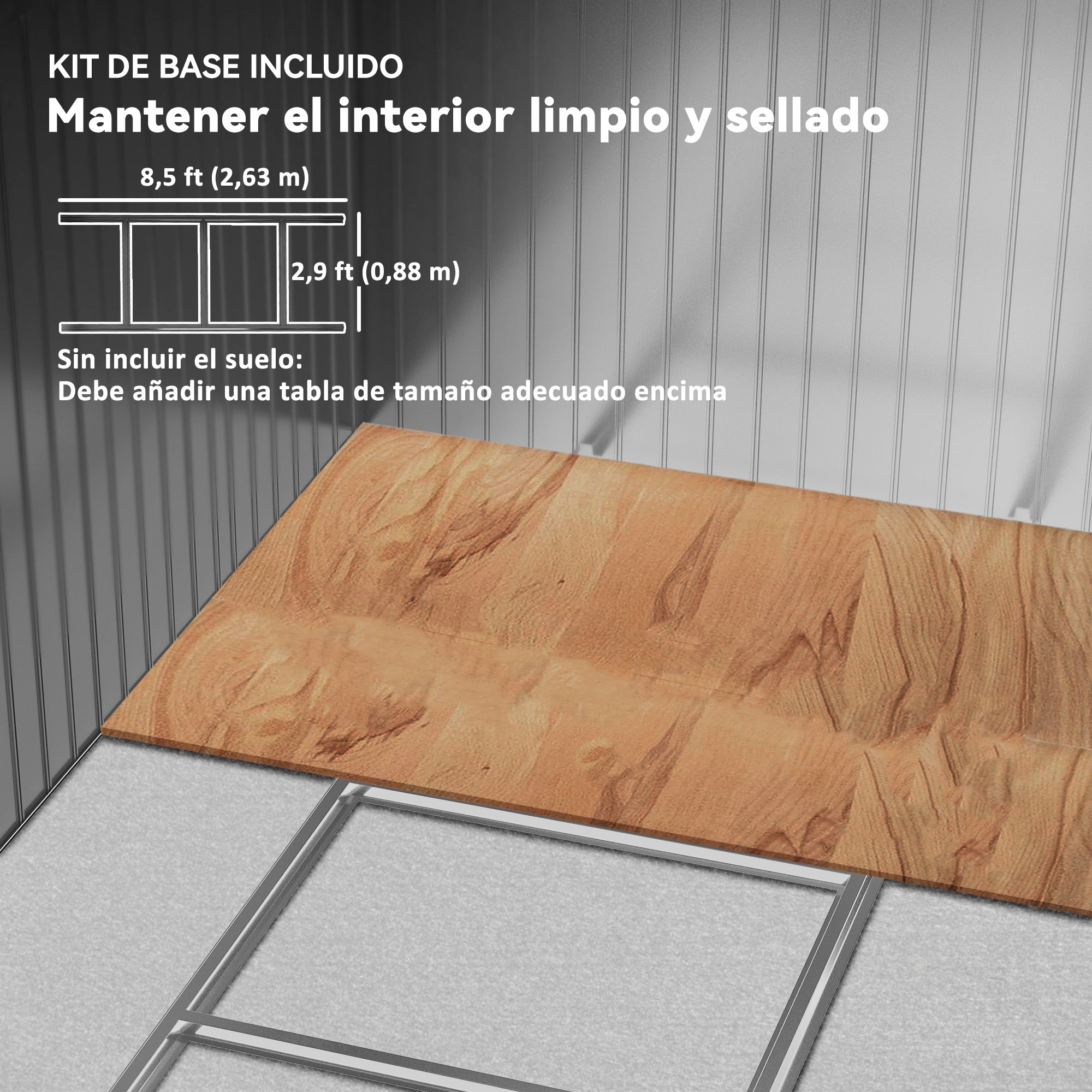 Outsunny Caseta de Jardín Exterior 4,9 m², 277x195x192 cm, Cobertizo de Jardín Exterior Metálico con Puerta Corredera, Ventilación y Kit de Fundación, para Almacenamiento de Herramientas, Marrón Claro