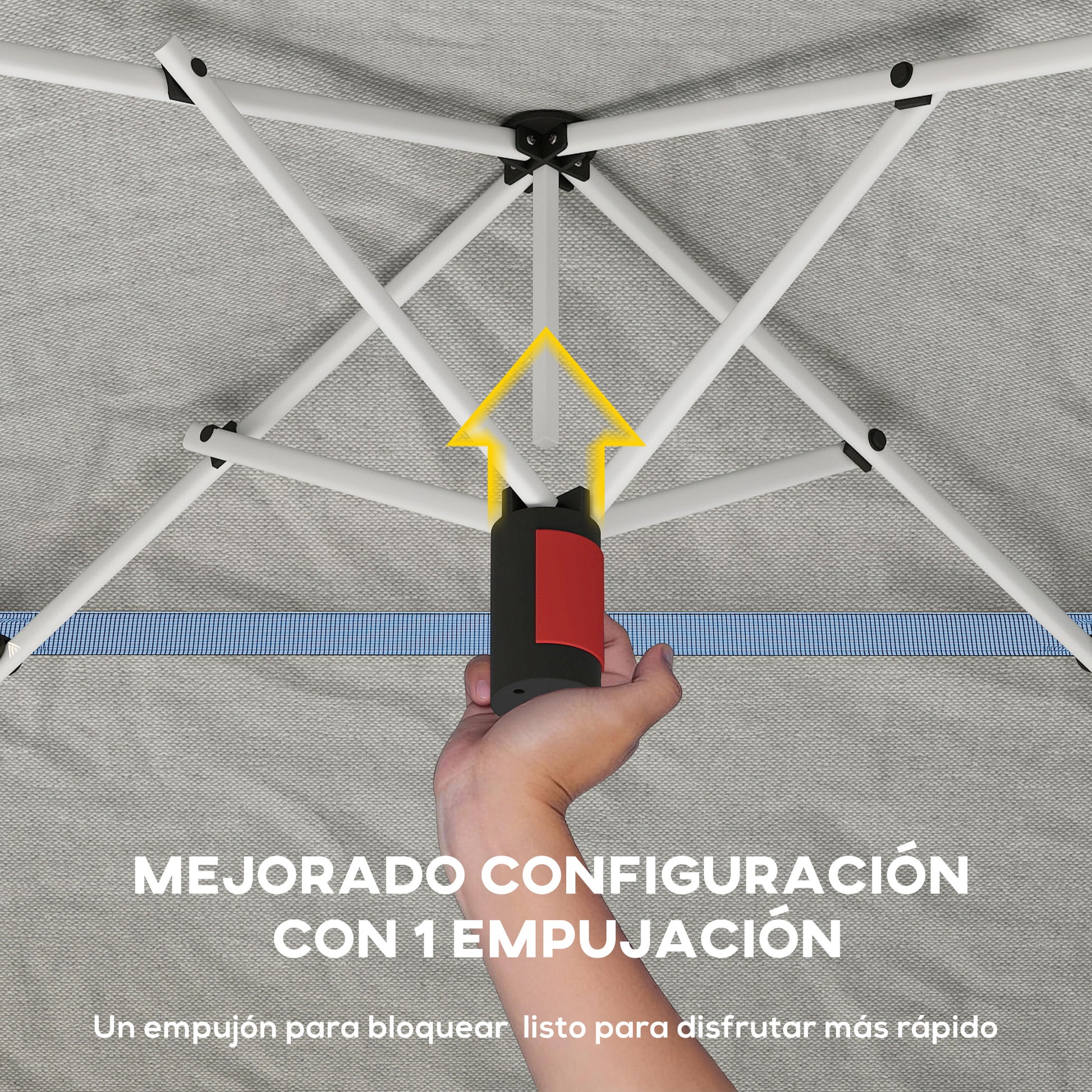 Outsunny Carpa Plegable 3,5x3,5 m, Pop-up, Cenador Pabellón de Jardín con Doble Techo, Cierre Central, UPF50+, Altura Ajustable de 3 Niveles y Bolsa de Transporte, Gazebo para Fiestas, Exterior, Gris