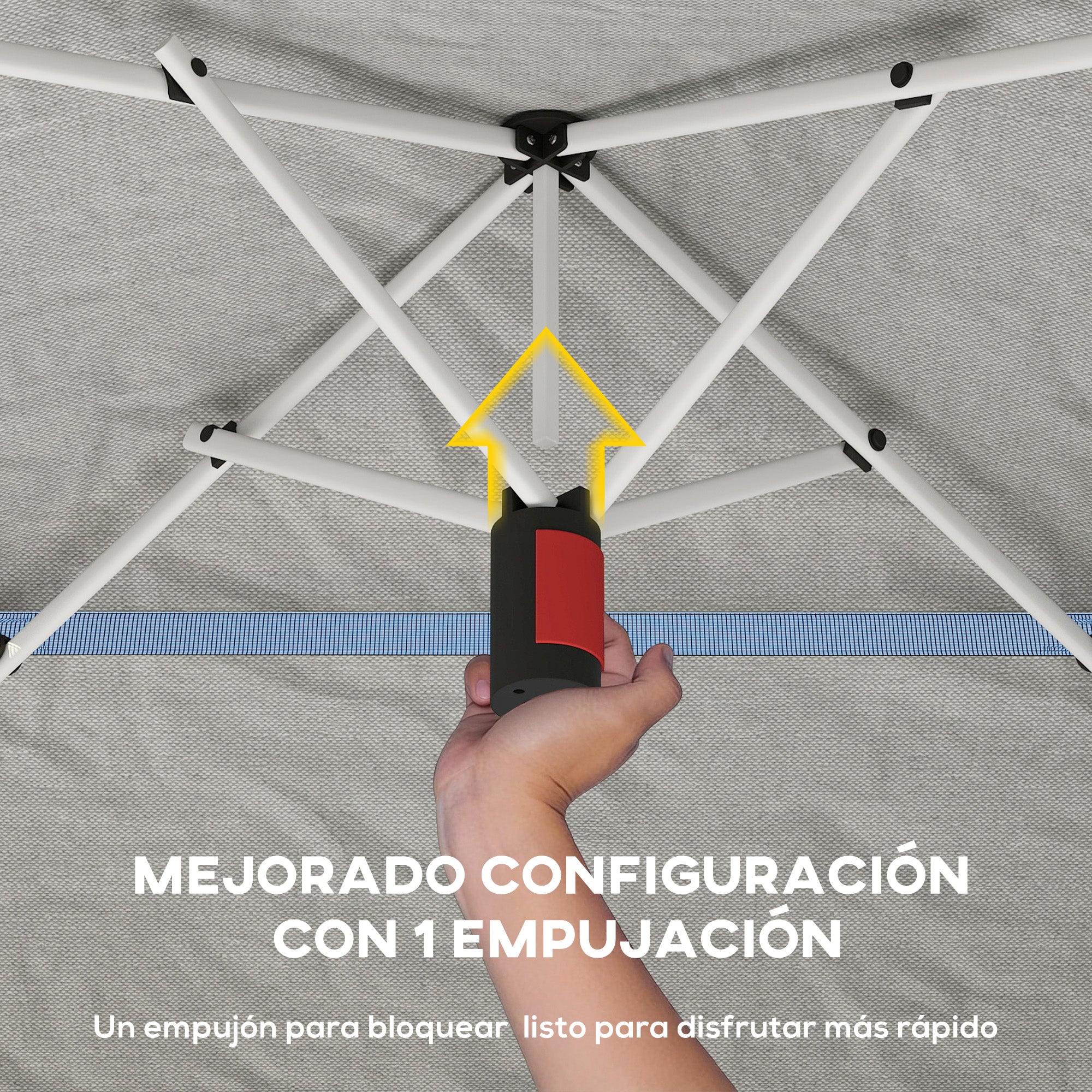 Outsunny Carpa Plegable 3,5x3,5 m, Pop-up, Cenador Pabellón de Jardín con Doble Techo, Cierre Central, UPF50+, Altura Ajustable de 3 Niveles y Bolsa de Transporte, Gazebo para Fiestas, Exterior, Gris