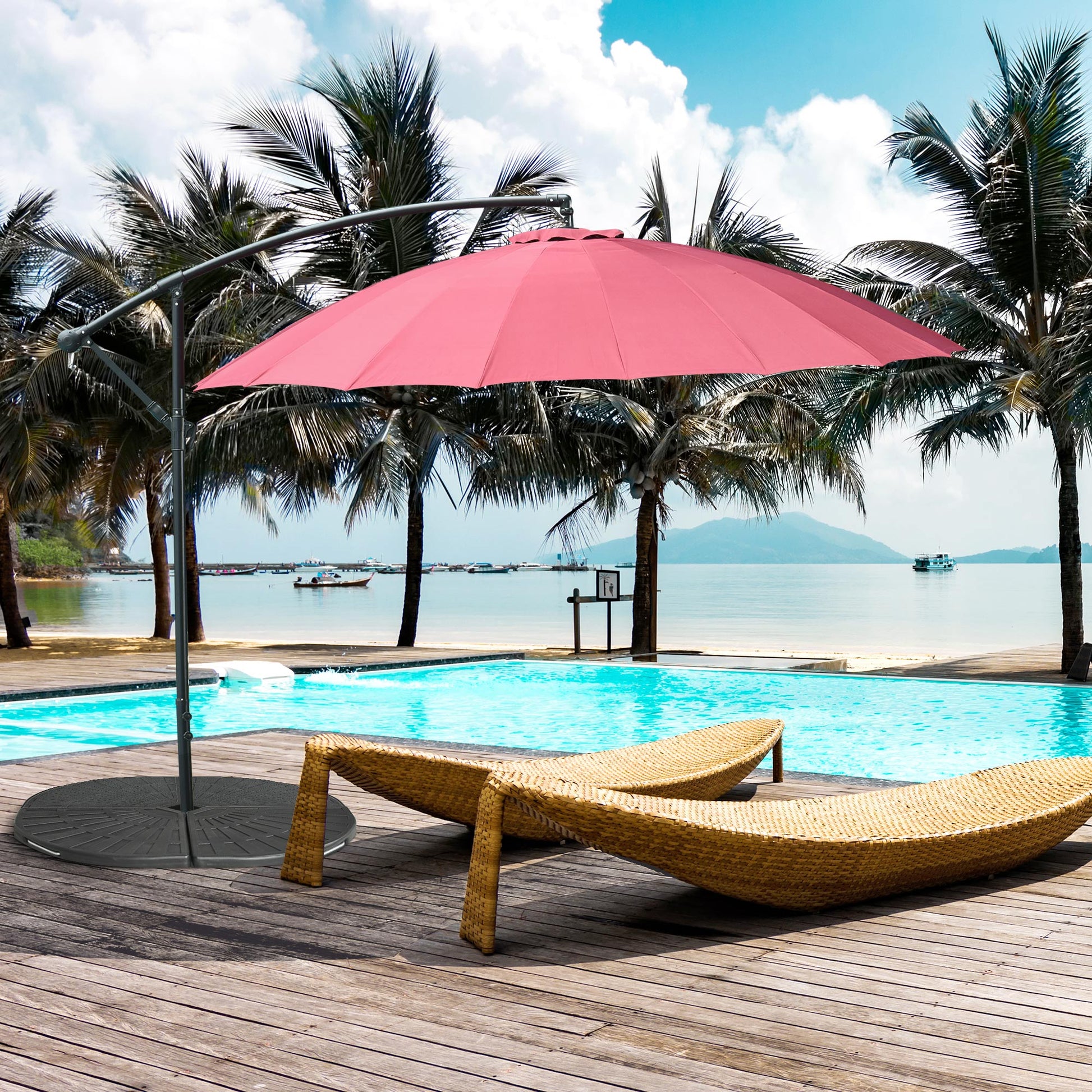 Outsunny Peso para Base de Sombrilla con Asas de 2 Piezas 28 kg Peso Pesado de Parasol Rellenable de Cemento para Base Cruzada 92x92x5 cm Negro