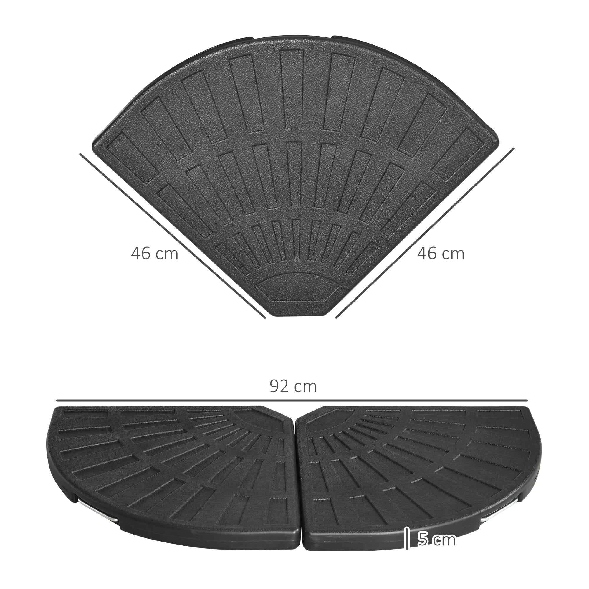 Outsunny Peso para Base de Sombrilla con Asas de 2 Piezas 28 kg Peso Pesado de Parasol Rellenable de Cemento para Base Cruzada 92x92x5 cm Negro