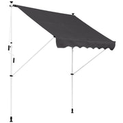 Outsunny Toldo Manual Retráctil 2x1,5 m Toldo Exterior Terraza Enrollable Altura Ajustable con Manivela 170-280 cm Sin Taladro para Balcón Jardín Gris