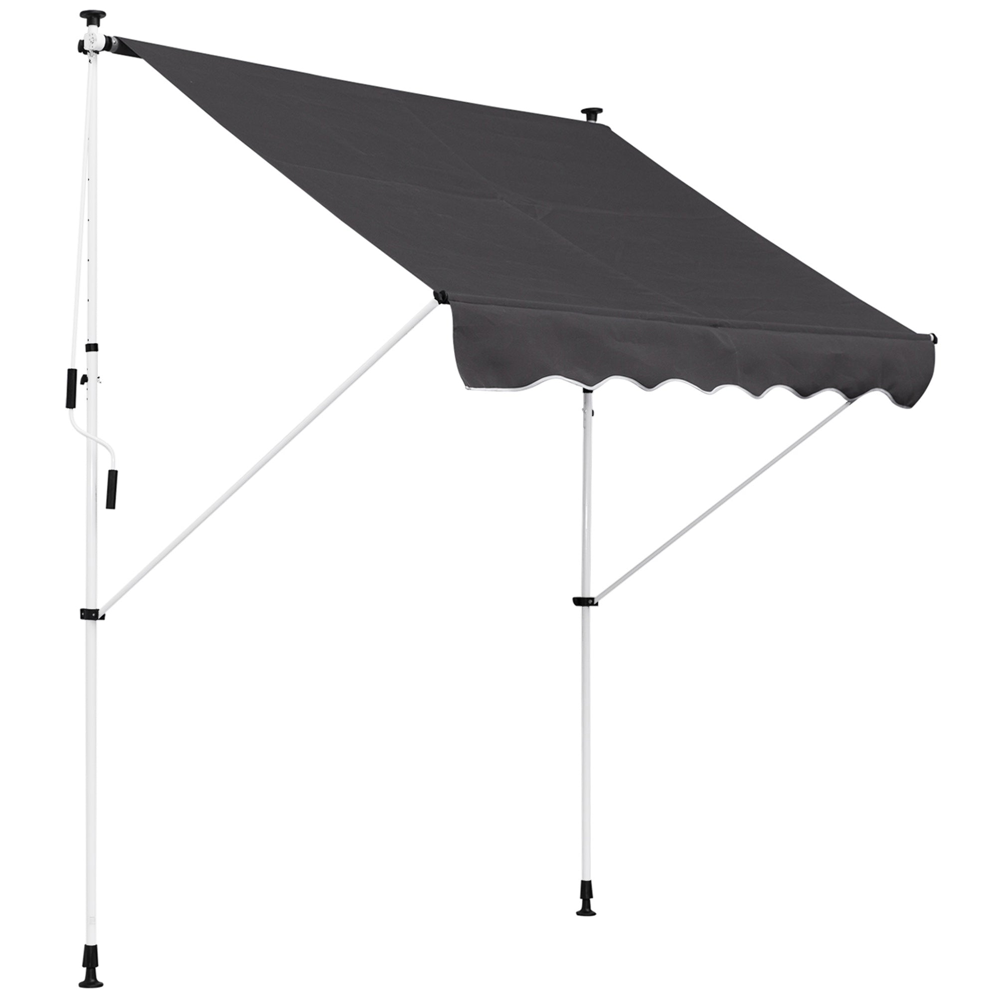 Outsunny Toldo Manual Retráctil 2x1,5 m Toldo Exterior Terraza Enrollable Altura Ajustable con Manivela 170-280 cm Sin Taladro para Balcón Jardín Gris