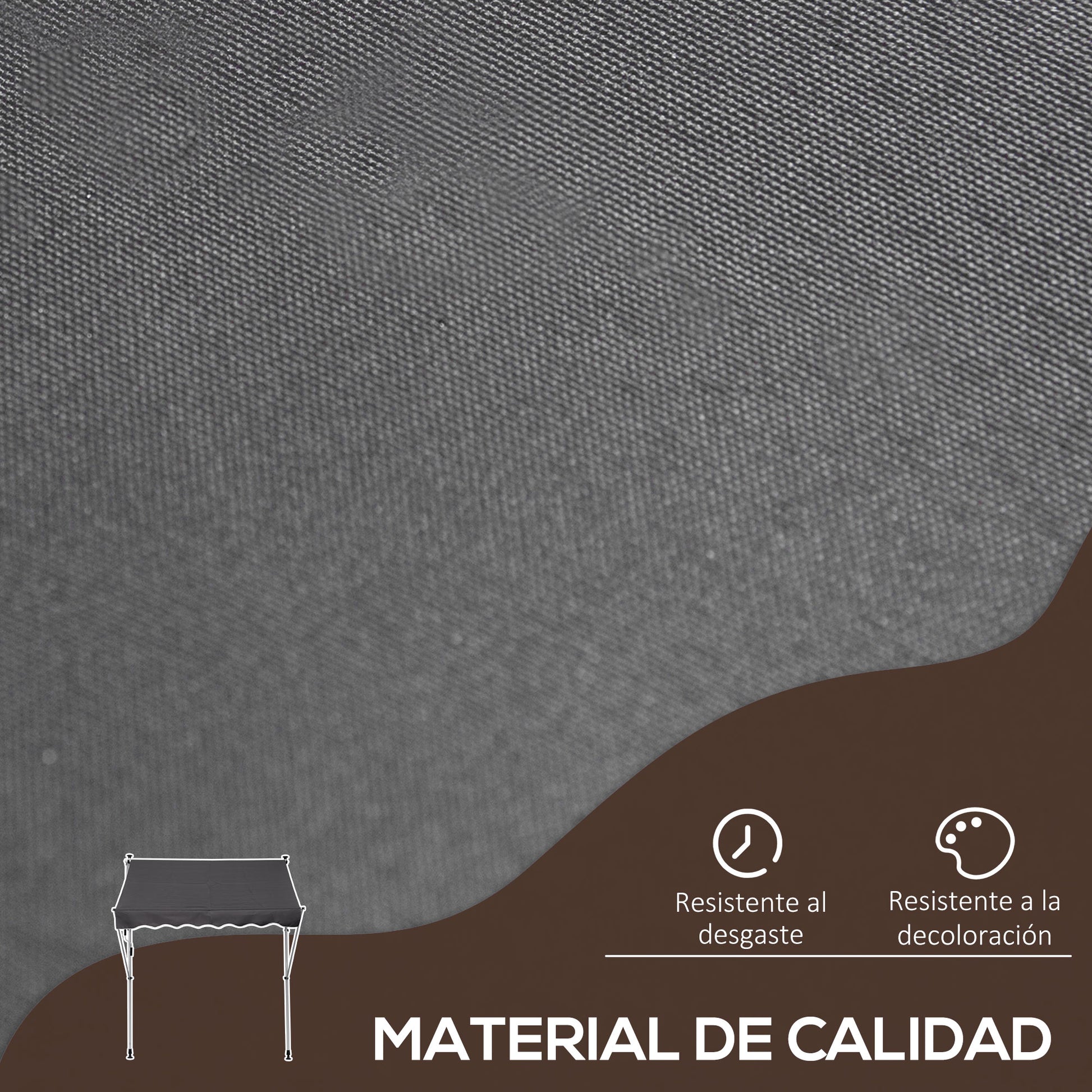 Outsunny Toldo Manual Retráctil 2x1,5 m Toldo Exterior Terraza Enrollable Altura Ajustable con Manivela 170-280 cm Sin Taladro para Balcón Jardín Gris