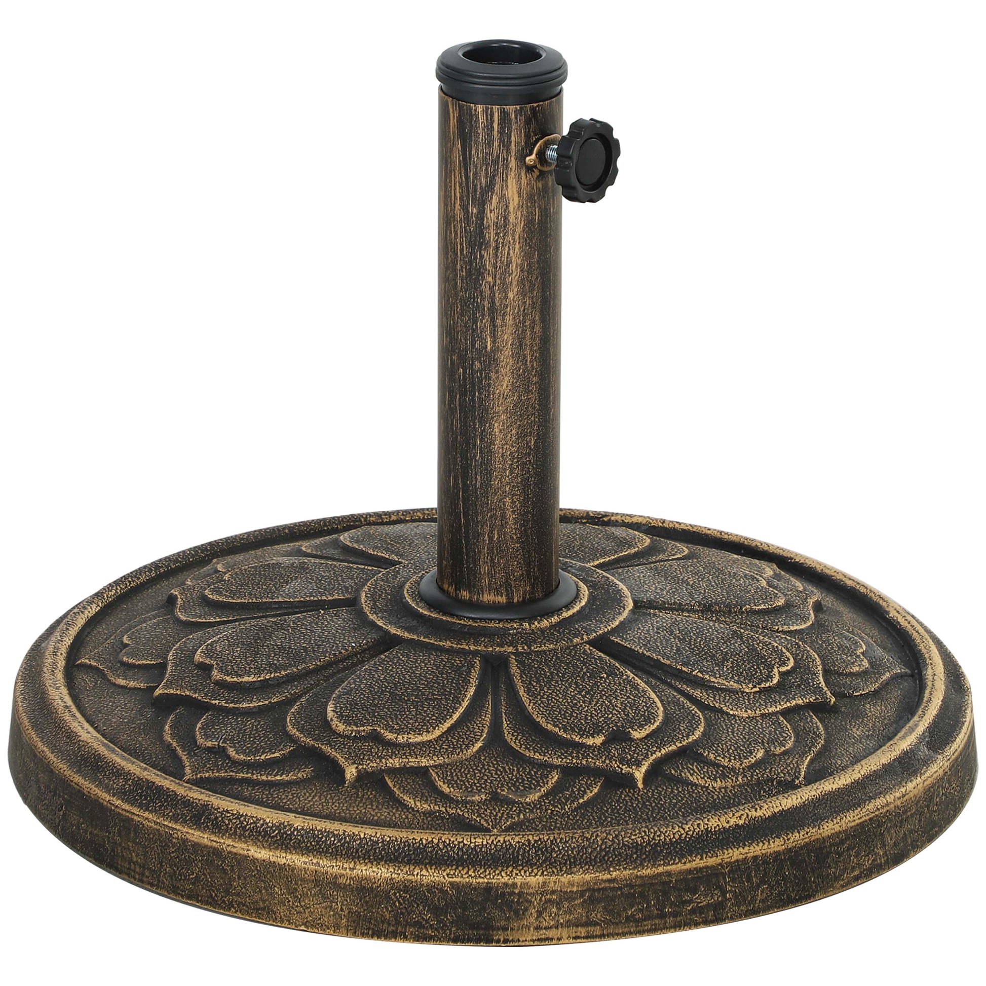 Outsunny Base para Sombrilla Redonda Soporte para Parasol Pie para Sombrilla Relleno de Cemento Peso 12 kg para Jardín Terraza Bronce