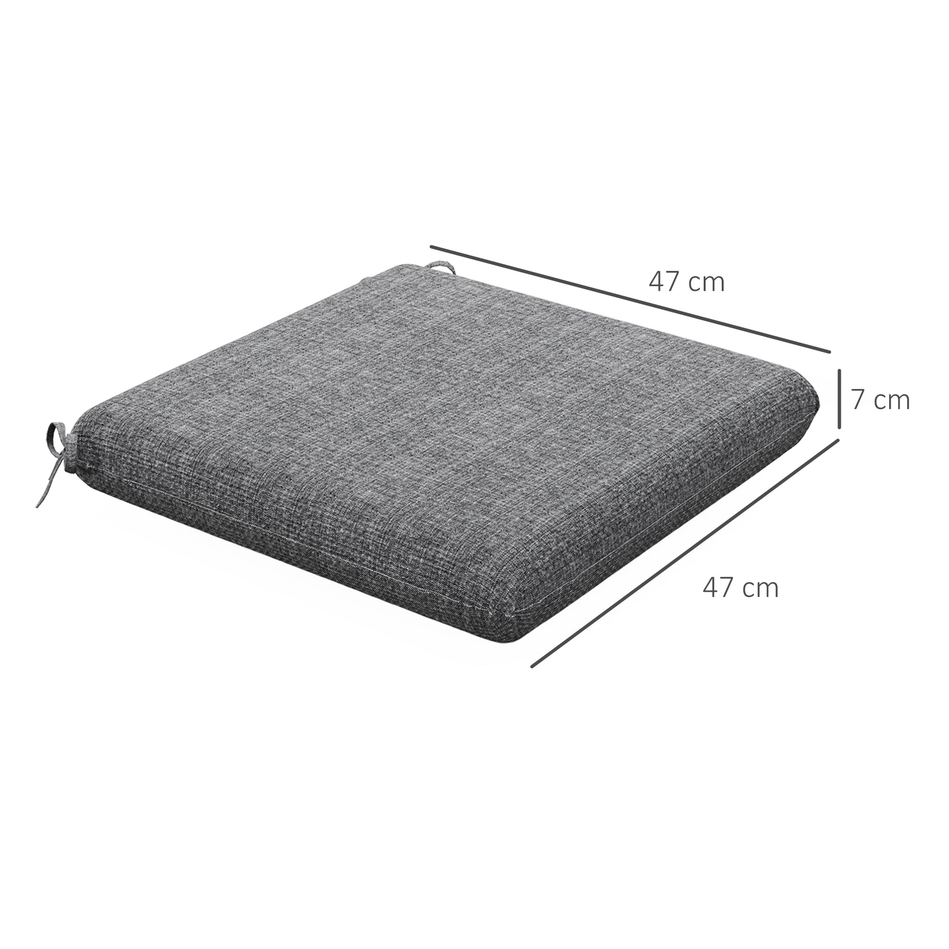 Outsunny Conjunto de Cojines para Sillas de Comedor 47x47x7 cm Juego de 4 Piezas Cojines para Sillas de Jardín Impermeable y Protección UV 50+ para Interior y Exterior Gris