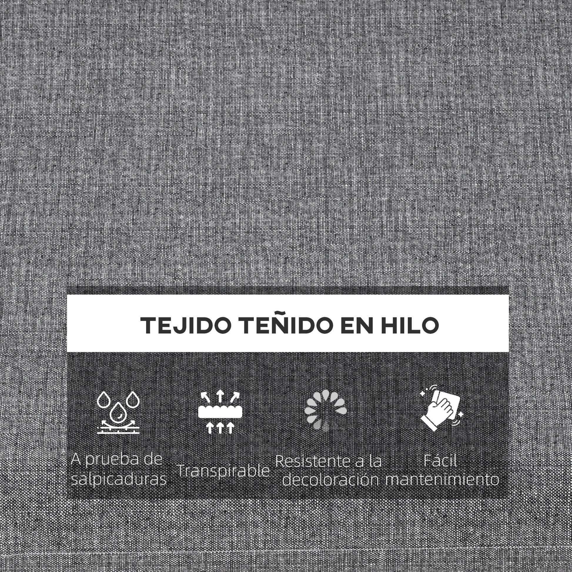 Outsunny Conjunto de Cojines para Sillas de Comedor 47x47x7 cm Juego de 4 Piezas Cojines para Sillas de Jardín Impermeable y Protección UV 50+ para Interior y Exterior Gris