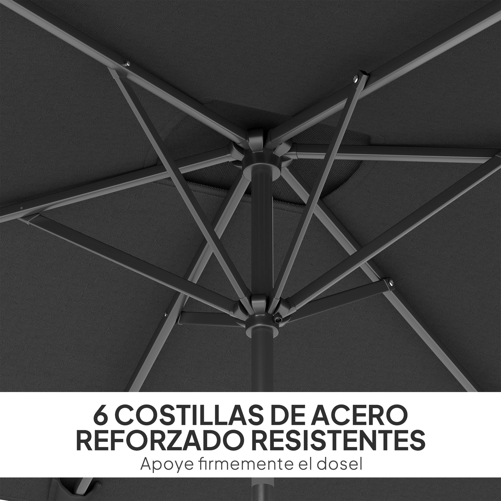 Outsunny Sombrilla de Terraza Exterior, 198x294 cm, Parasol de Terraza Exterior con Ángulo Ajustable, Manivela, Mástil de Aluminio Desmontable y Anti-UV, Sombrilla para Jardín, Patio, Gris Oscuro