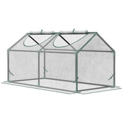 Outsunny Invernadero de Exterior 120x60x60 cm Invernadero de Jardín con 2 Ventanas Enrollables y Marco de Acero para Cultivo de Plantas Verduras Flores Tomates Transparente