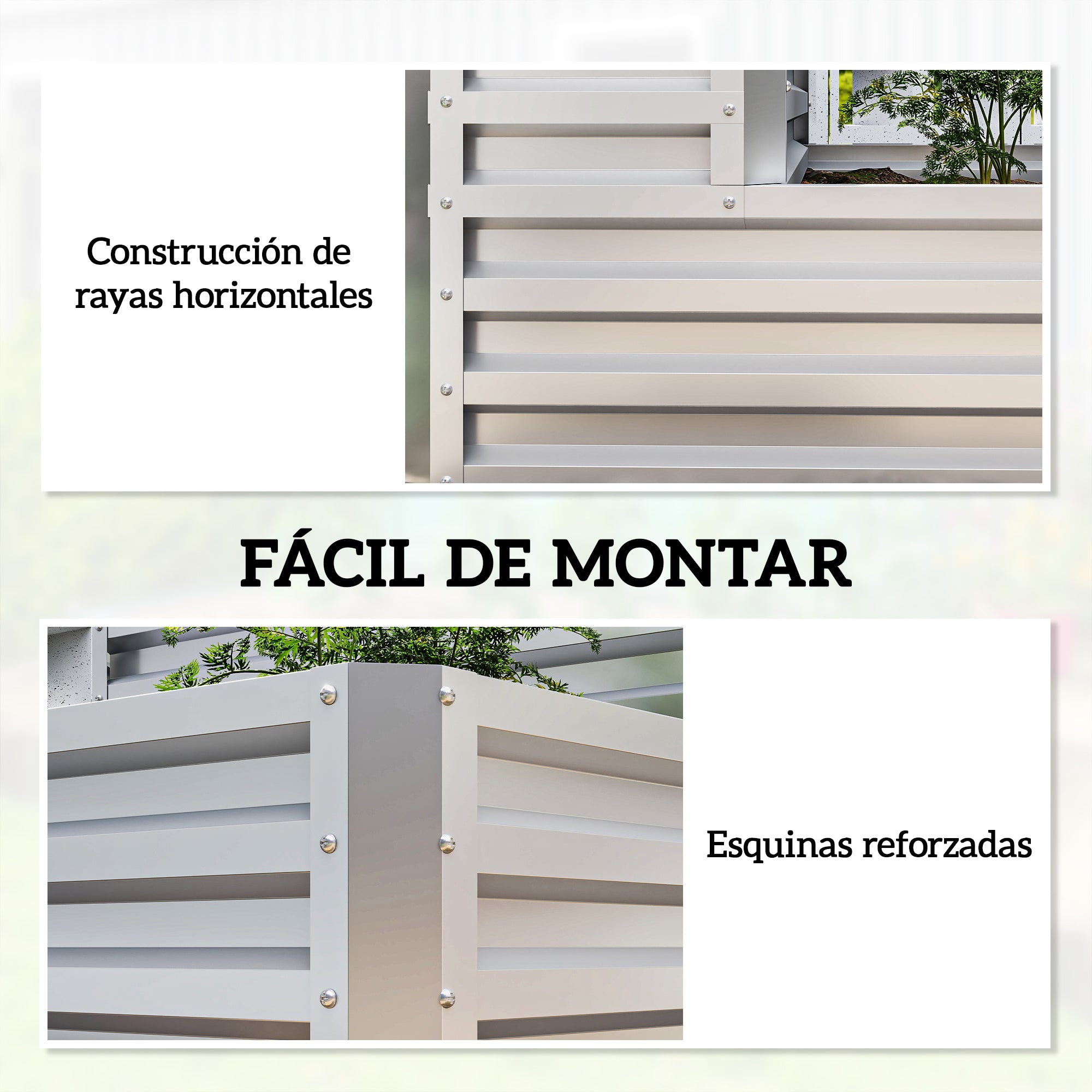 Outsunny Huerto Urbano de 2 Niveles de Acero Galvanizado, Jardinera Exterior con Diseño de Escalera y Fondo Abierto para Cultivos, Plantas, Herbaria, para Terraza, Jardín, 120x101x58 cm, Plateado
