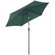 Outsunny Sombrilla para Jardín de Aluminio Ø260x235 cm Parasol de Jardín Reclinable con Manivela y 6 Varillas de Metal para Terraza Exterior Balcón Verde