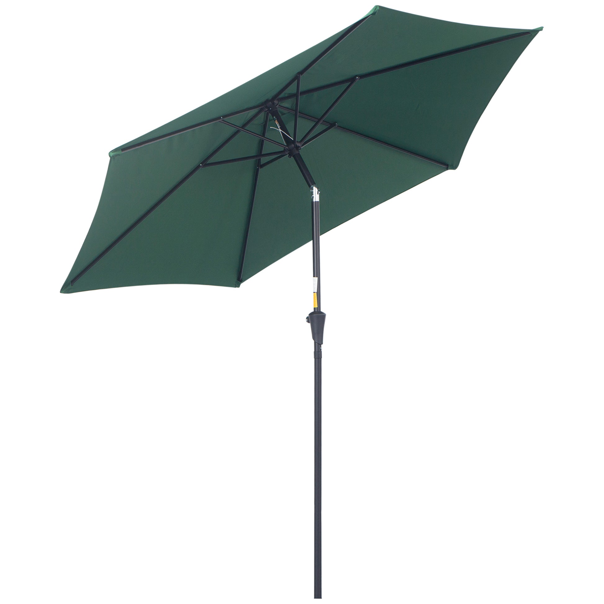 Outsunny Sombrilla para Jardín de Aluminio Ø260x235 cm Parasol de Jardín Reclinable con Manivela y 6 Varillas de Metal para Terraza Exterior Balcón Verde