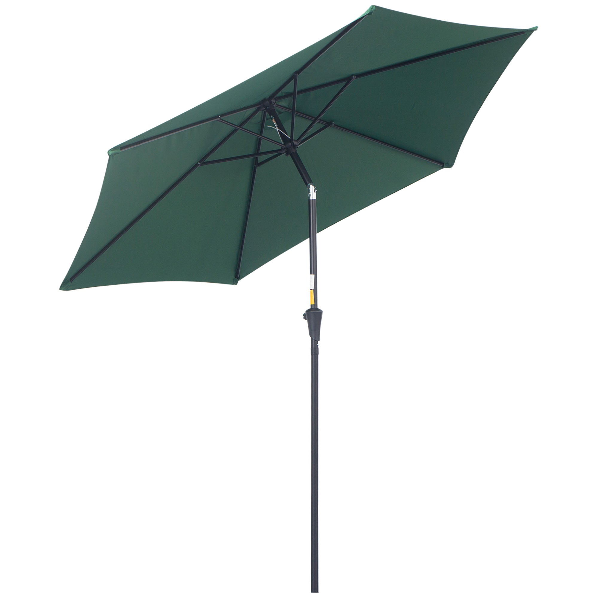 Outsunny Sombrilla para Jardín de Aluminio Ø260x235 cm Parasol de Jardín Reclinable con Manivela y 6 Varillas de Metal para Terraza Exterior Balcón Verde