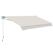 Outsunny Toldo Manual Retráctil 200x250 cm Toldo para Balcón con Manivela de Metal Impermeable y Anti-UV Toldo Enrollable de Exterior para Jardín Terraza Ventanas Crema