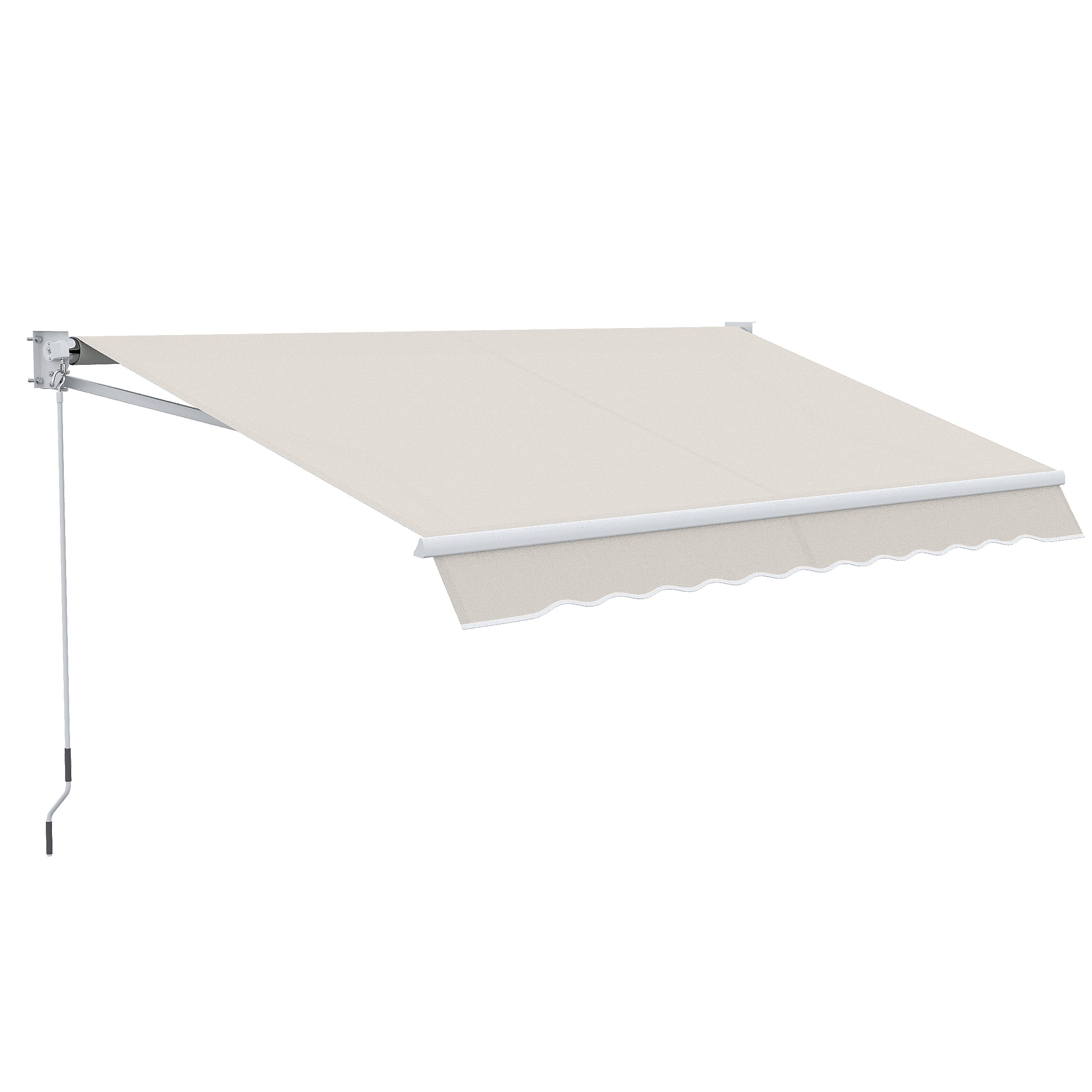 Outsunny Toldo Manual Retráctil 200x250 cm Toldo para Balcón con Manivela de Metal Impermeable y Anti-UV Toldo Enrollable de Exterior para Jardín Terraza Ventanas Crema