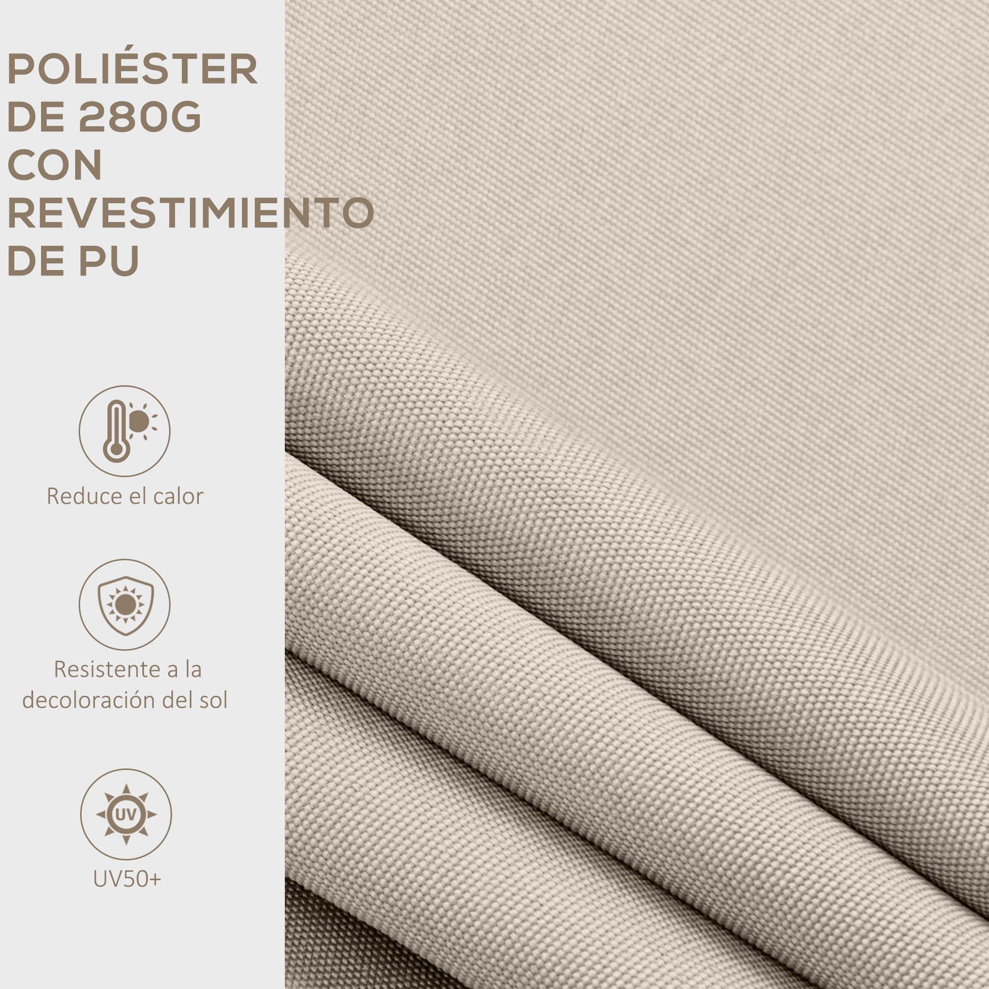 Outsunny Toldo Manual Retráctil 200x250 cm Toldo para Balcón con Manivela de Metal Impermeable y Anti-UV Toldo Enrollable de Exterior para Jardín Terraza Ventanas Crema