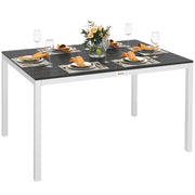 Outsunny Mesa de Comedor de Jardín Rectangular Mesa de Terraza Exterior 120x90x72 cm con Estructura de Aluminio Imitación Madera y Encimera de Listones Carga 50 kg para Patio Balcón Negro