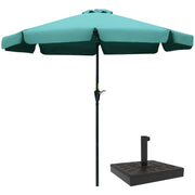 Outsunny Conjunto de Sombrilla Incluye 1 Sombrilla de Jardín de Aluminio Ø266x250 cm y 1 Base de Sombrilla de Resina Peso 15 kg 47x47x32 cm Verde y Bronce