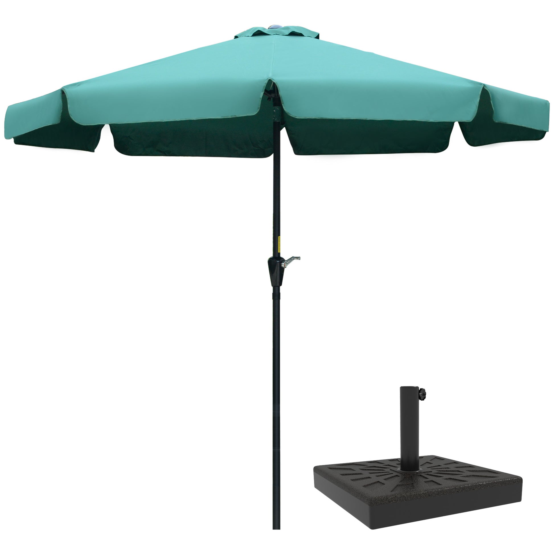 Outsunny Conjunto de Sombrilla Incluye 1 Sombrilla de Jardín de Aluminio Ø266x250 cm y 1 Base de Sombrilla de Resina Peso 15 kg 47x47x32 cm Verde y Bronce