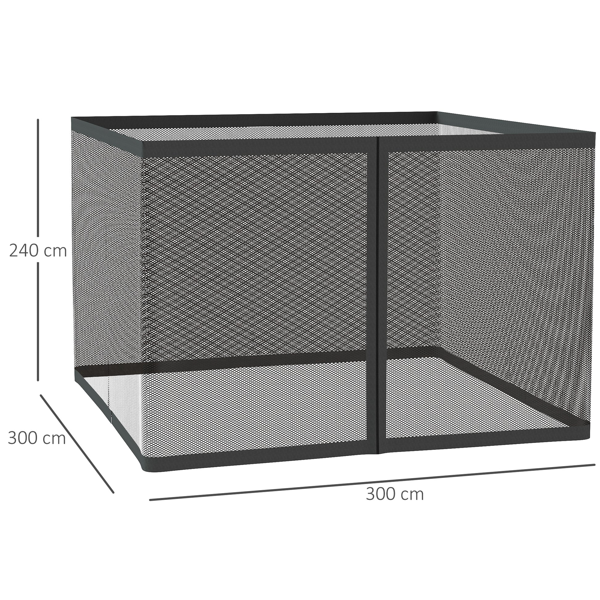 Outsunny Mosquitera para Sombrilla Mosquitera para Aire Libre para Paraguas 300x300x240 cm Red para Sombrilla de Malla de Patio con Cremallera Negro