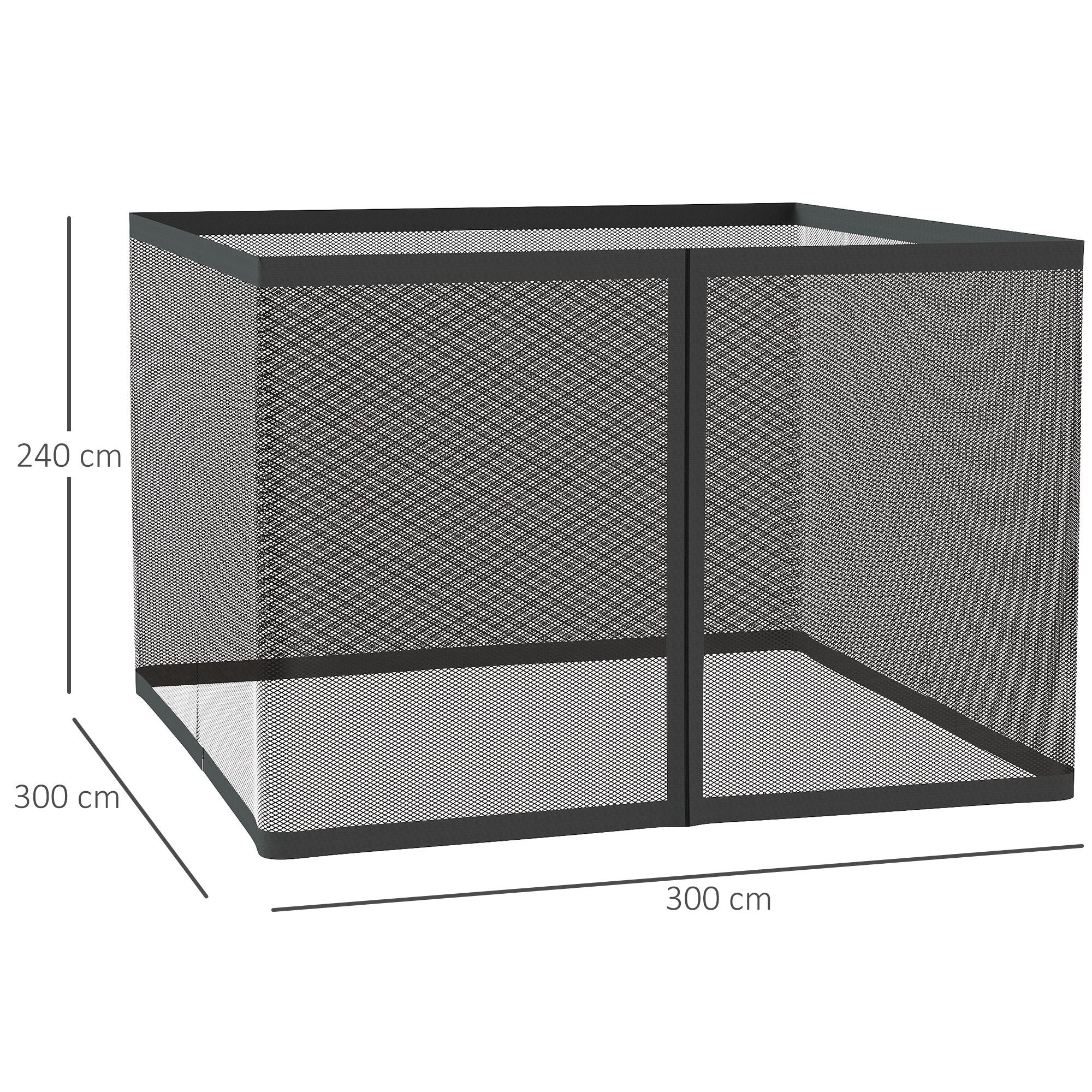 Outsunny Mosquitera para Sombrilla Mosquitera para Aire Libre para Paraguas 300x300x240 cm Red para Sombrilla de Malla de Patio con Cremallera Negro