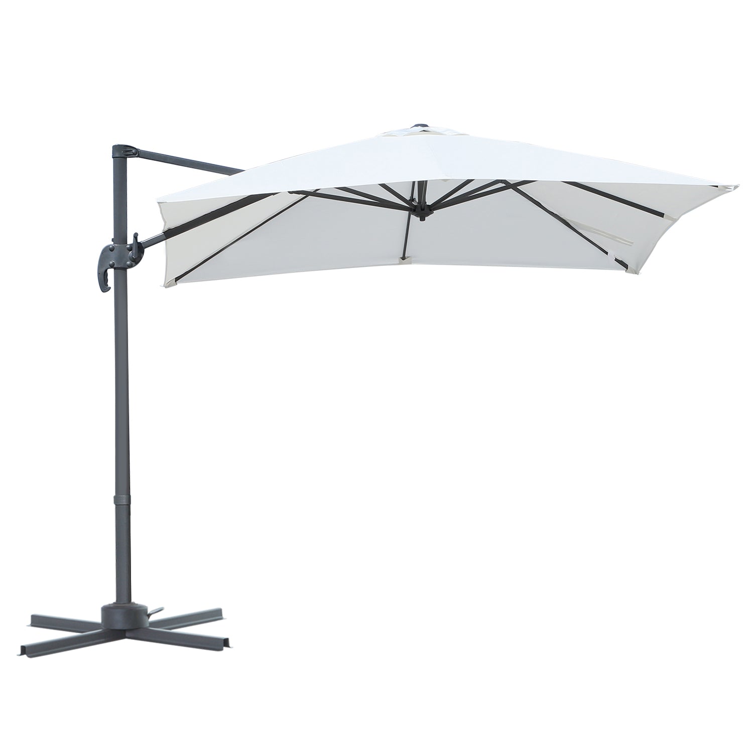 Outsunny Sombrilla de Aluminio Jardín 245x245x248 cm Parasol Excéntrico con Rotación 360° Inclinación de 5 Niveles con Manivela y Ventilación para Patio Terraza Beige