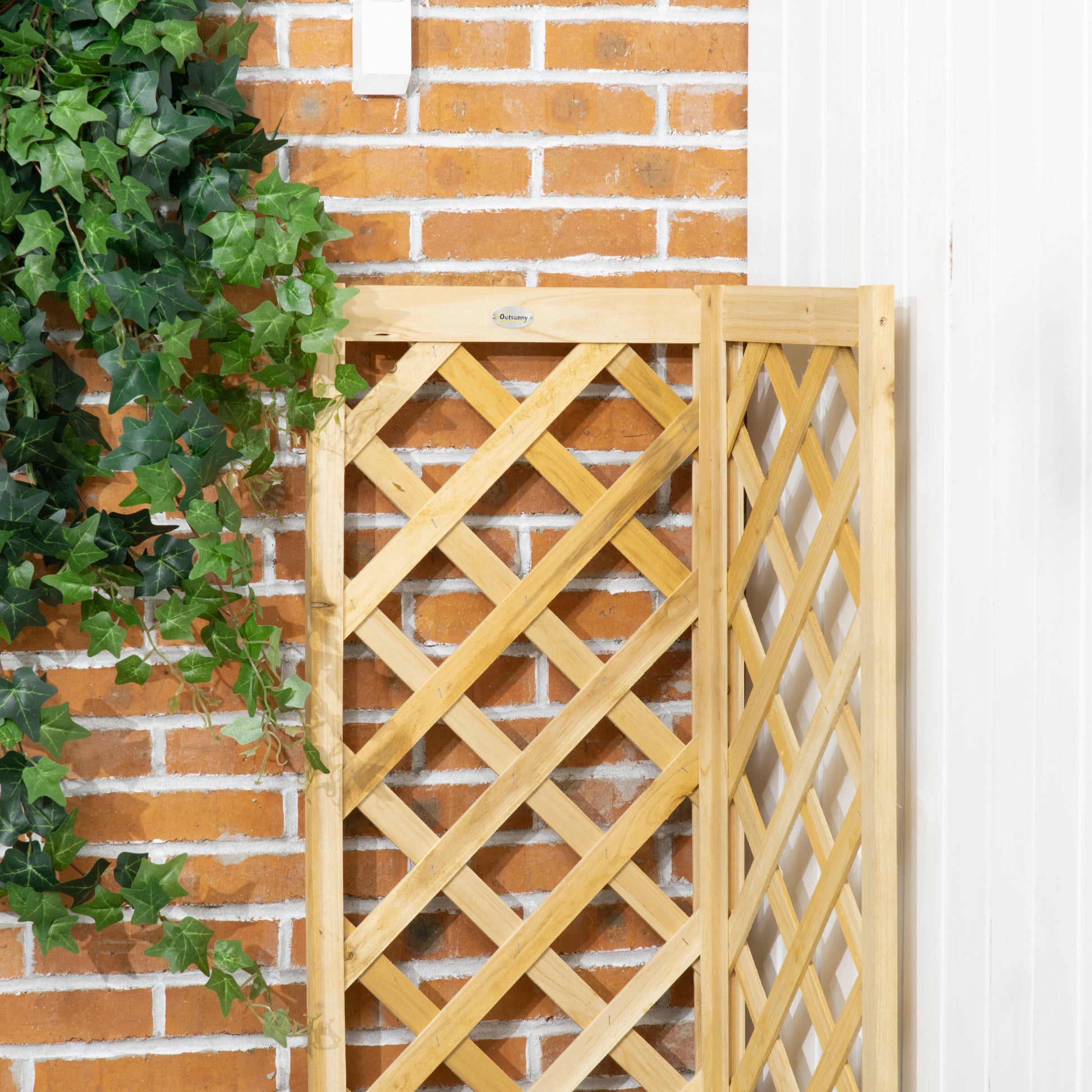 Outsunny Jardinera con Enrejado de Madera Macetero Exterior para Esquina Jardinera Elevada para Plantas Trepadoras en Patio Terraza 40x40x145 cm Natural