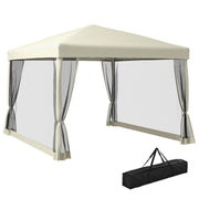 Outsunny Carpa Plegable 3x3 para Exterior Cenador Portátil de Jardín con Mosquiteras Bolsa de Transporte Marco de Acero y Tela Oxford Resistente para Fiestas Camping Beige