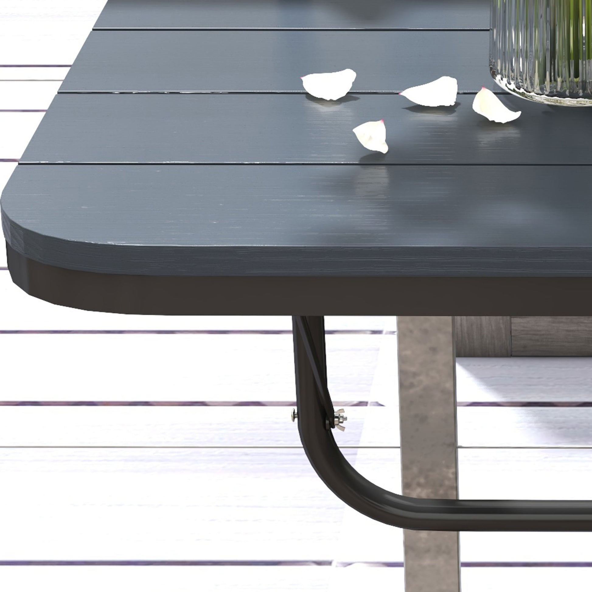 Outsunny Mesa Colgante de Balcón, Mesa Plegable para Balcón de Aluminio para Barandilla, con Altura Ajustable en 4 Niveles, Adaptable a 4 Anchos, Carga 25 kg, para Jardín, 60x40x55-64 cm, Negro