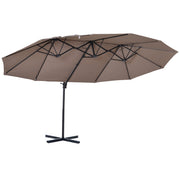 Outsunny Sombrilla Doble Parasol Grande Inclinable para Jardín con Manivela Abrir y Cerrar Fácilmente 12 Varillas de Acero Ofrece Una Alta Estabilidad 270x440x250 cm Marrón y Negro
