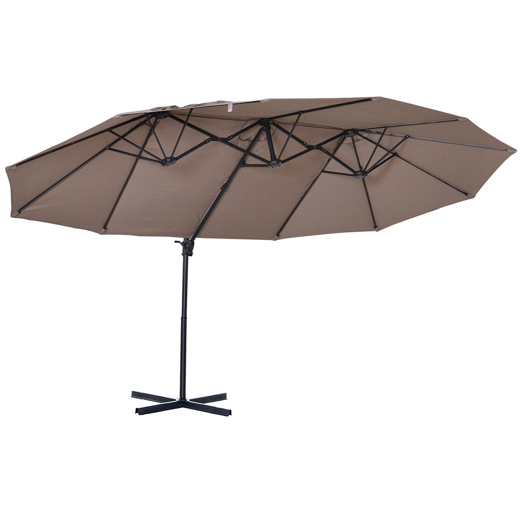Outsunny Sombrilla Doble Parasol Grande Inclinable para Jardín con Manivela Abrir y Cerrar Fácilmente 12 Varillas de Acero Ofrece Una Alta Estabilidad 270x440x250 cm Marrón y Negro
