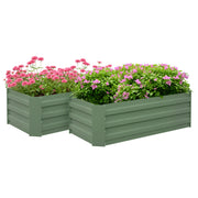 Outsunny Juego de 2 Jardineras Exterior Grandes de Acero Galvanizado, Huertos Urbanos, Maceteros Exterior Elevados para Plantas, Flores, Terraza, Resistente a la Intemperie, 100x50x30 cm, Verde