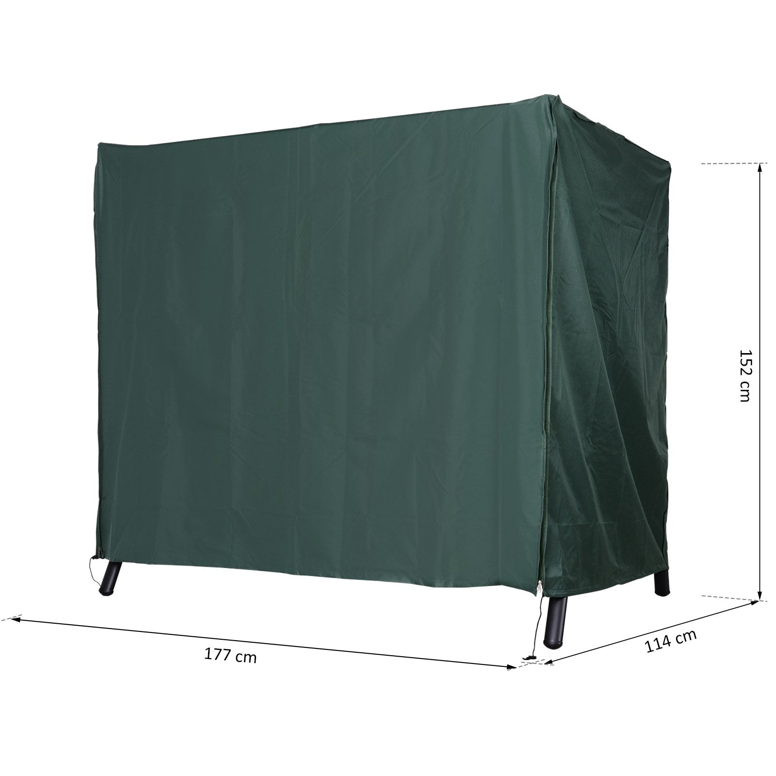 Outsunny Funda para Columpio de Jardín con Cremallera Cubierta Muebles para Exterior Ideal Columpios 177x114x152cm Verde Oscuro