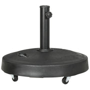 Outsunny Base de Sombrilla de Jardín de Resina de 23,5 kg con Ruedas y Asa Retráctil Soporte de Parasol Cuadrado para Postes de Ø38/48 mm para Terraza Patio Ø53x41 cm Negro