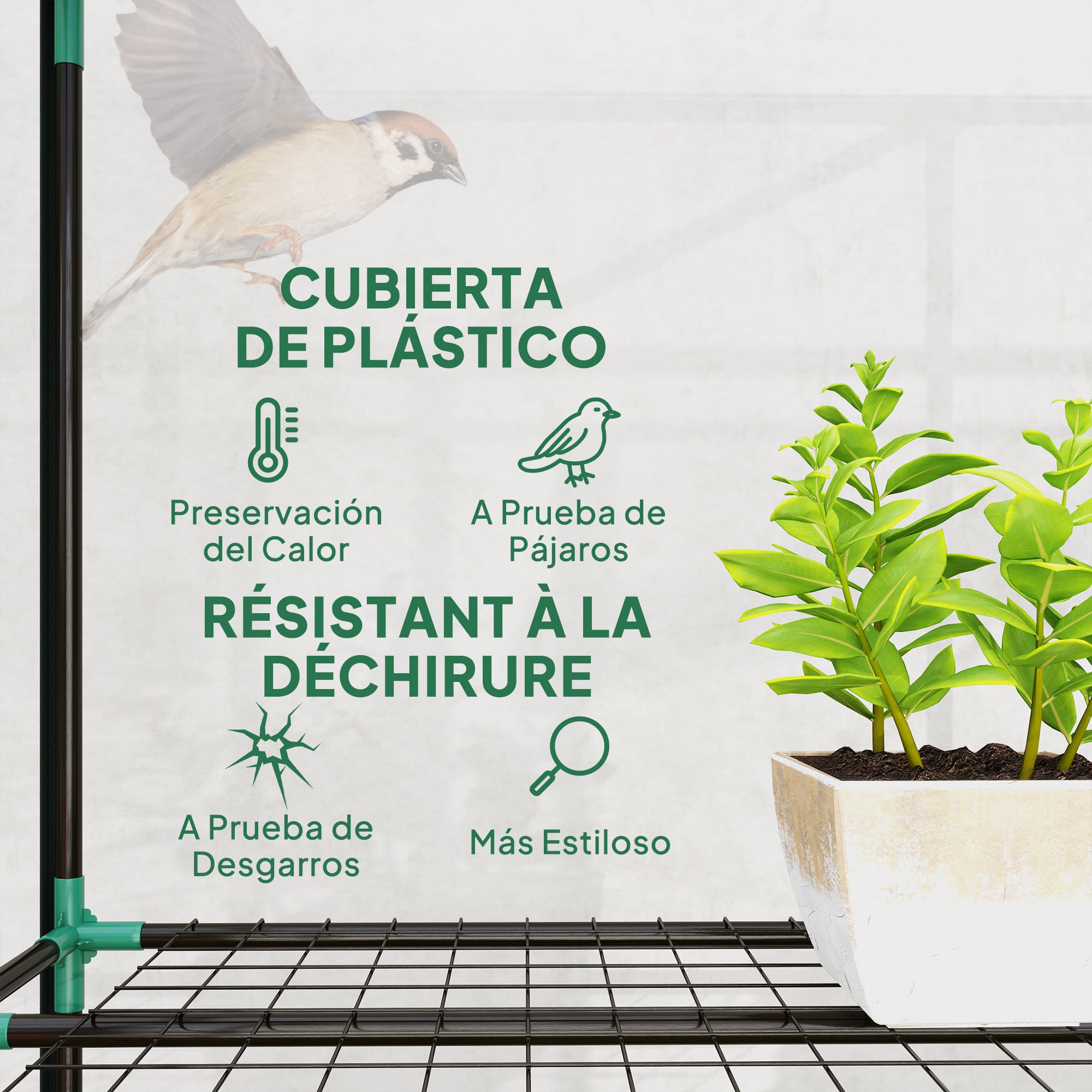 Outsunny Invernadero Pequeño Invernadero de Exterior con Estantes de 3 Niveles Puertas con Cremallera y Marco de Acero Invernadero para Cultivar Plantas Flores 215x46x151 cm Transparente