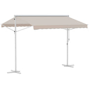 Outsunny Toldo de Pie Independiente 300x295x255 cm con Manivela Doble Cara Ángulo Ajustable Portátil Protección Solar para Jardín Terraza Patio Beige