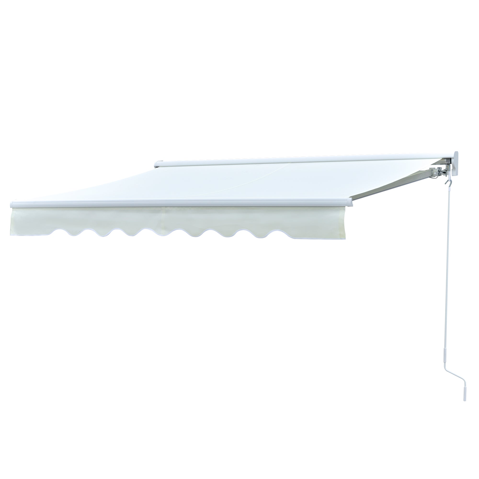 Outsunny Toldo Retráctil de Pared 250x200 cm Automática y Manual con Manivela y Mando a Distancia Luces LED Ajustable en Ángulo para Exterior Balcón Jardín Terraza Aluminio Blanco